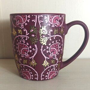 Dwell Studio Soft Touch Coffee Mug Burgundy Pink & Gold